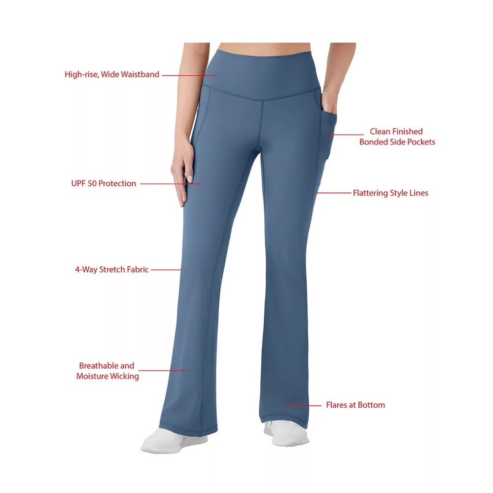 Blue Flare Pants with High-Rise Waist Yoga pant - Picture 4 of 6